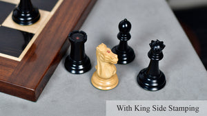 Combo Of Vintage 1915-1925 Nimzovich Staunton Chess Pieces in Ebony & Boxwood – 3.75" King With Wooden  Ebony Wood / Maple Wood  Chess Board