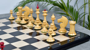 1950s' Soviet (Russian) Latvian Chess Pieces in Stained Crimson / Box Wood - 4.1" King - 1050 Grams