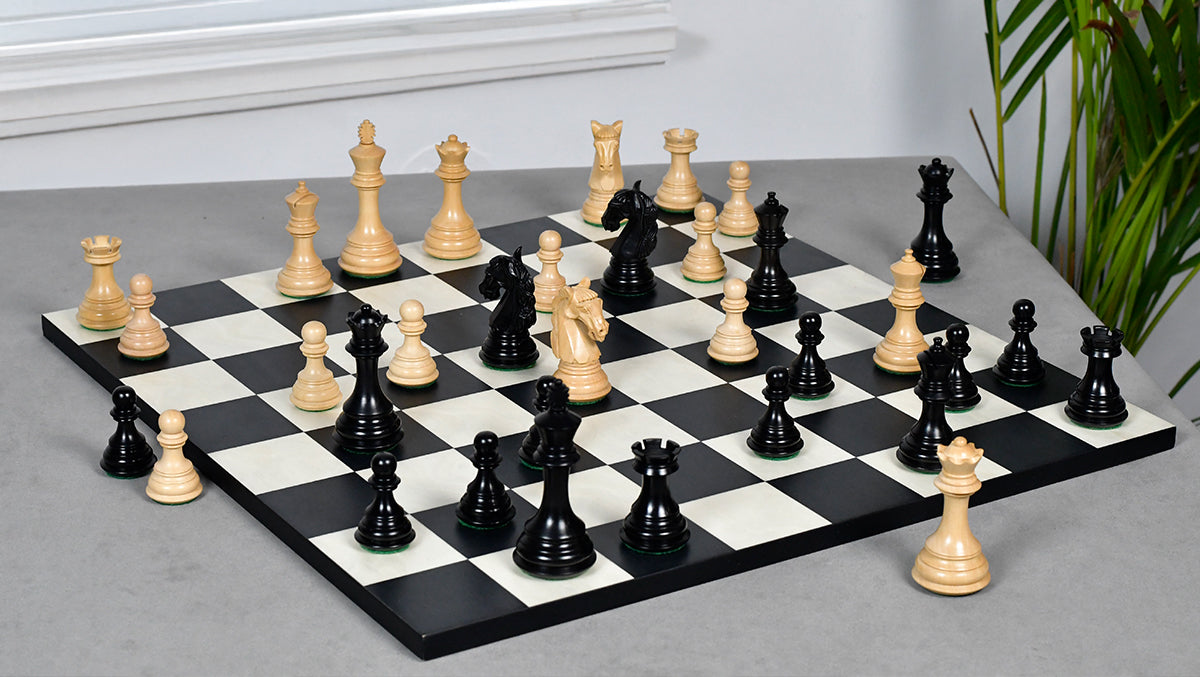 Columbian Staunton Series Chess Pieces in Ebony Wood & Box wood - 3.8" King