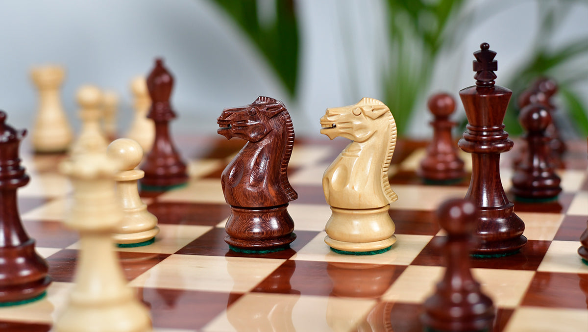 Classic 101 Staunton Series Club Size Weighted Chess Pieces in Bud Rosewood & BoxWood - 3.0" King