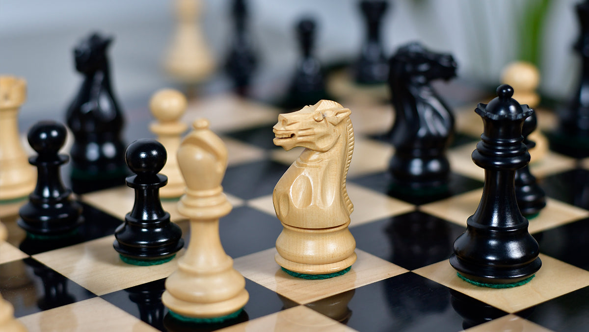 Classic 101 Staunton Series Club Sized Wooden Chess Pieces In Ebony Wood & Box Wood - 3.0" King