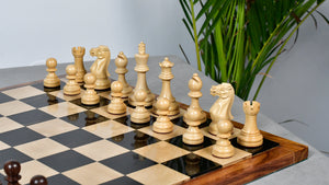 The Judit Polgar Repro Staunton Weighted Tournament Chess Pieces in Anjan Wood & Boxwood 3 ¾ Inch King - 1000 Grams