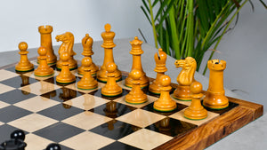 Reproduced Richard Whitty Antique Chess Pieces with King Side Stamping in Ebony / Antiqued Box wood - 3.75" King