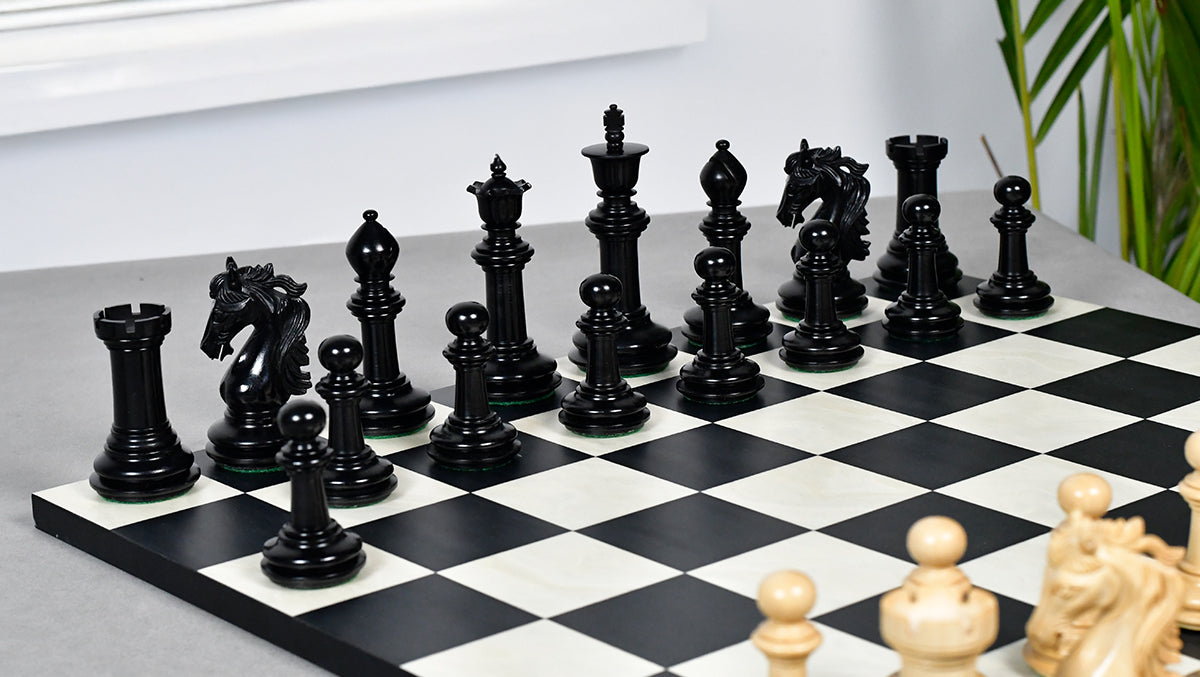 The French Warrior Luxury Wooden Chess Pieces in Ebony & Boxwood - 4.4" King