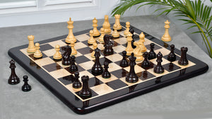 Pro Staunton Series Tournament Weighted Chess Pieces in Indian Rosewood and Boxwood - 3.8" King