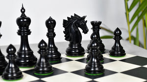 The Sher-E-Punjab Series Chess Pieces in Ebony Wood / Boxwood - 4.6" King