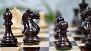 Fierce Knight (The Queen's Gambit) Staunton Wooden Chess Pieces in Indian Rosewood & Box Wood - 3.5" King