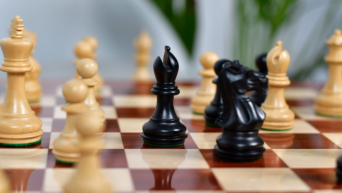 Laughing Knight Staunton Series Chess Pieces in Ebonized & Boxwood - 3.0" King