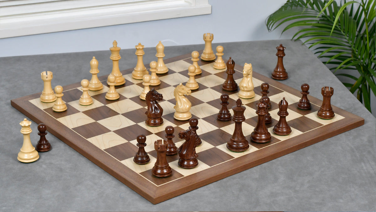 Fierce Knight (Queen's Gambit Series) Staunton Wooden Chess Pieces in Sheesham & Box Wood - 4.0" King