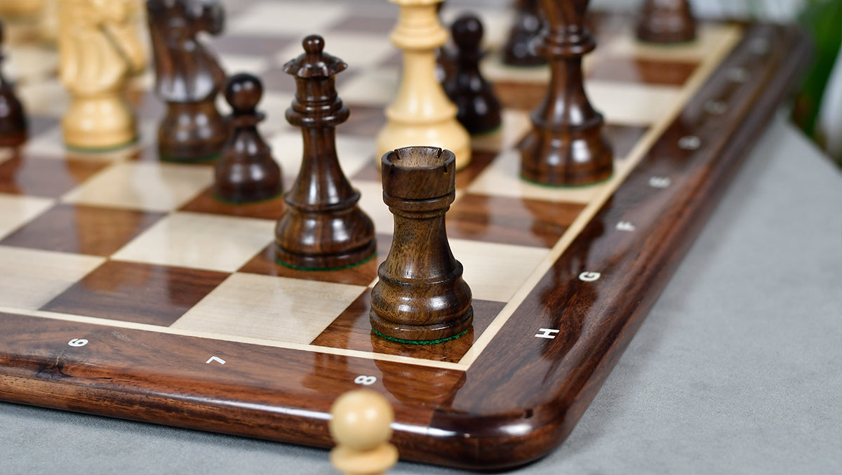 French Lardy Exclusive Weighted Chess Pieces in Sheesham Wood / Box wood - 3.75" Extra Queens