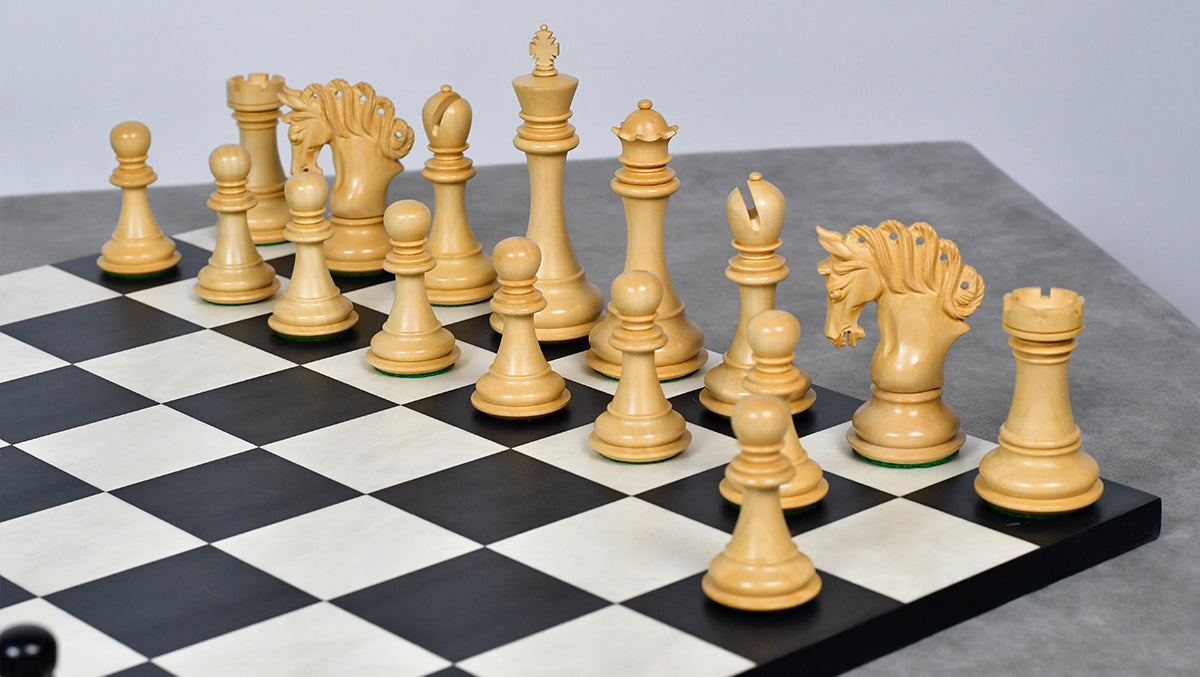 The Pegasus Series Artisan Staunton Chess Pieces version 2.0 in Ebony / Boxwood - 4.6" King