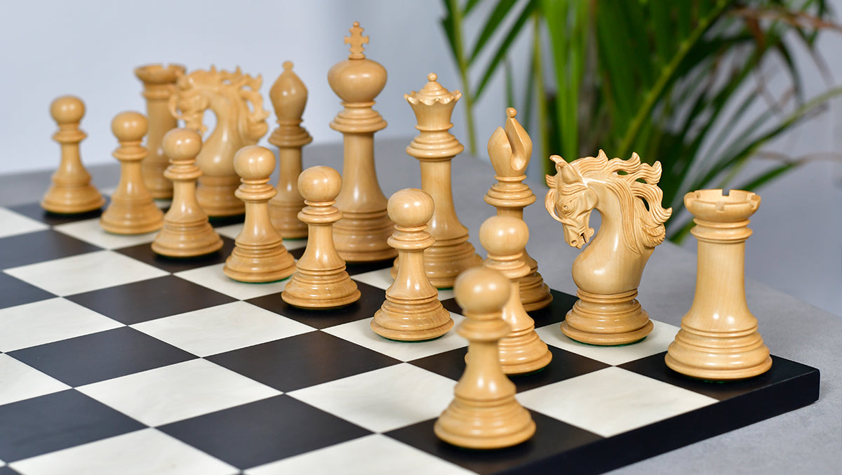 Viking Series Triple Weighted Staunton Luxury Chess Pieces – Handcrafted Ebony & Boxwood, 4.4” King