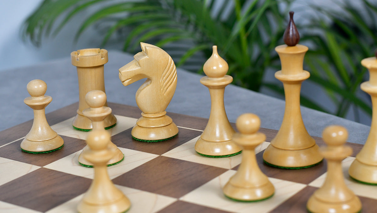 1950s' Soviet Russian (Queen' Gambit Series) Latvian Chess Pieces in Sheesham & Natural Boxwood - 4.1" King