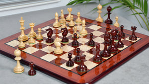 Reproduced 3.5" King Size William Hamlett Wooden Chess Pieces in Bud Rosewood / Boxwood