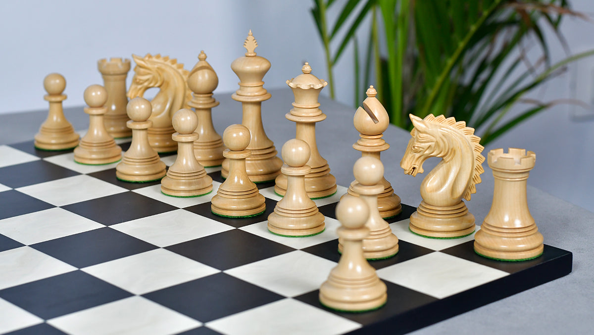 California Chrome Staunton Series Luxury Chess Pieces Version 2.0 in Ebony / Boxwood - 4.25" King
