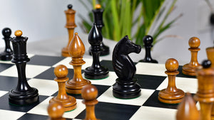 The Repro of Averbakh 1949 Moscow Chess Championship Chess Pieces in Ebonized & Antiqued Boxwood 4.20 inch King - 1130 Grams Weight