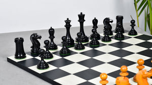 Reproduced B & Co 1860s Antique Chess Pieces in Ebony / Antiqued Box wood - 3.9" King