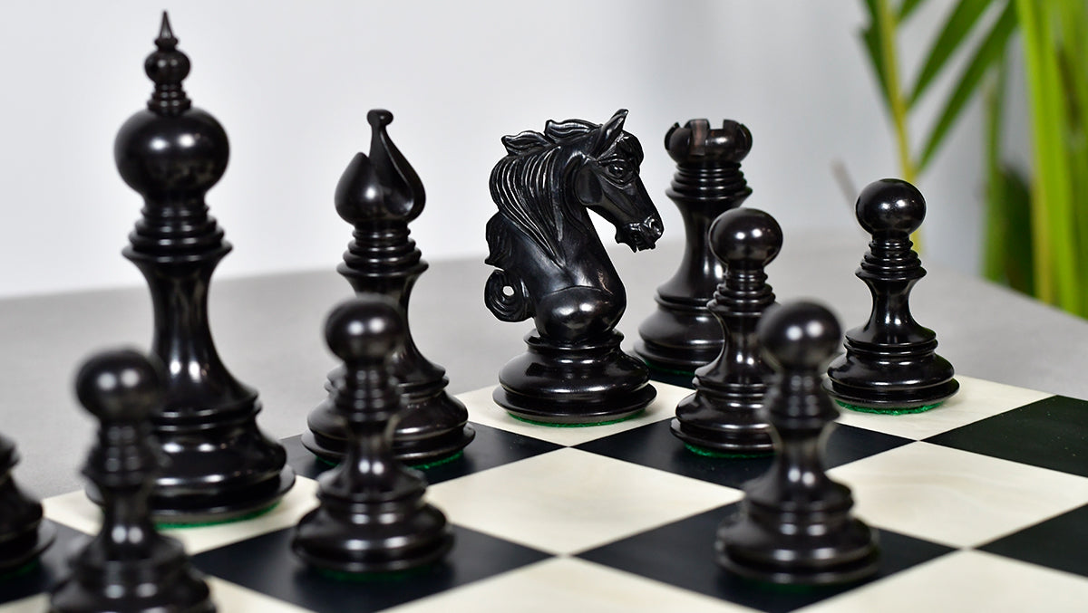 Admiral Series II Staunton Luxury Chess Pieces in Ebony Wood & Boxwood - 4.5" King