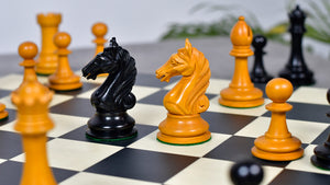 4.0'' The Ancient Indian Warrior Staunton Luxury Series Chess Pieces in Ebony / Antiqued Box Wood - 1660 Grams