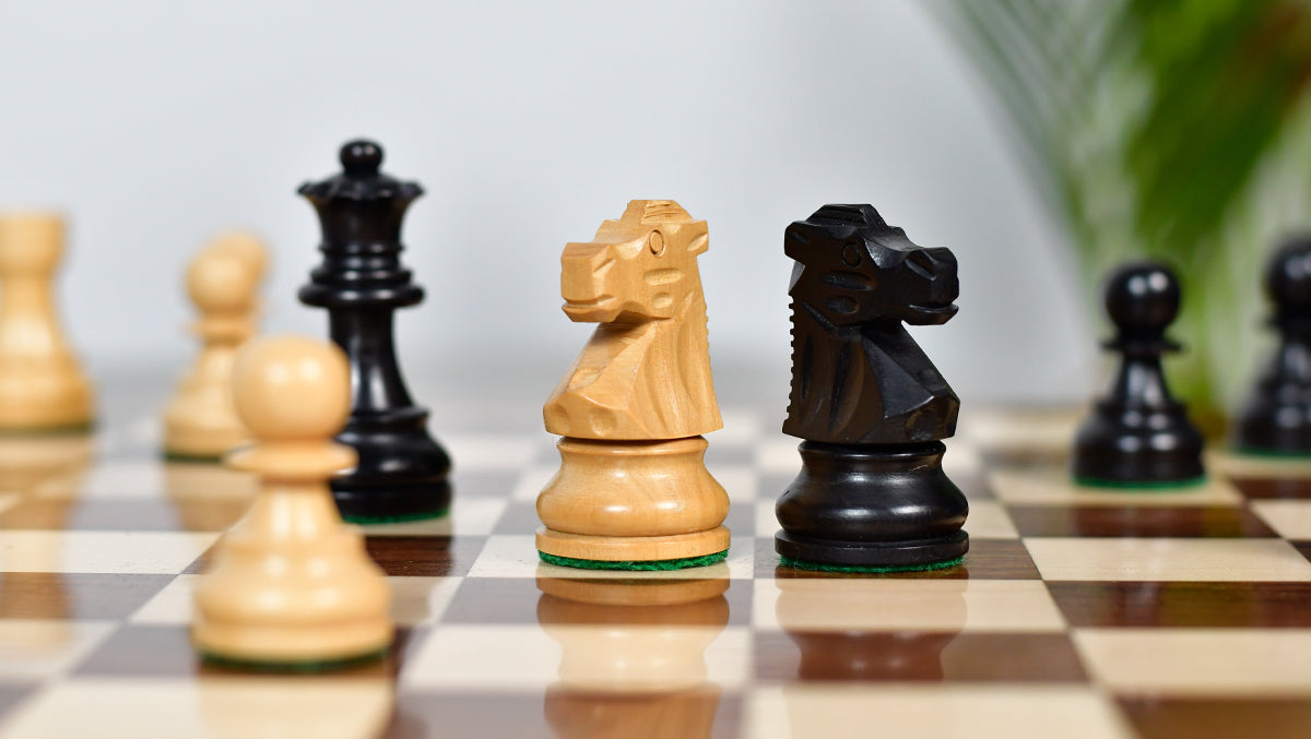 French Lardy Exclusive Wooden Chess Pieces – Handcrafted Ebonized & Boxwood | 3" King with Extra Queen