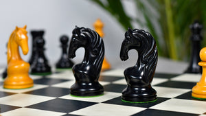 1963-66 Piatigorsky Cup Chess Pieces Ebony & Antiqued Boxwood 4.2"- King