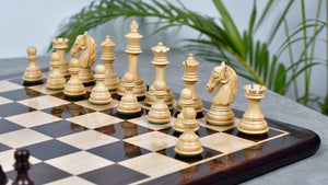 3.8'' New Columbian Staunton Series Chess Pieces in Rosewood & Boxwood - 1100 grams