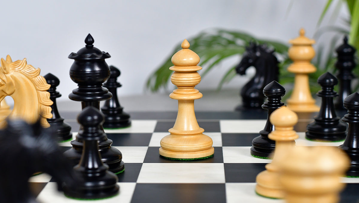 The Artisan Knight Handcrafted Luxury Wooden Chess Pieces In Ebony Wood & Natural Boxwood - 4.4" King