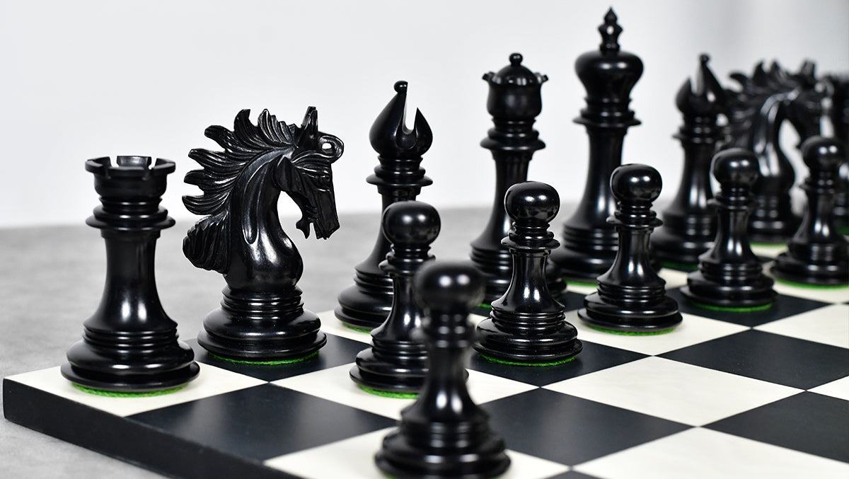 The Arabian Knight Series Artisan Staunton Luxury Chess Pieces in Ebony & Boxwood - 4.2" King