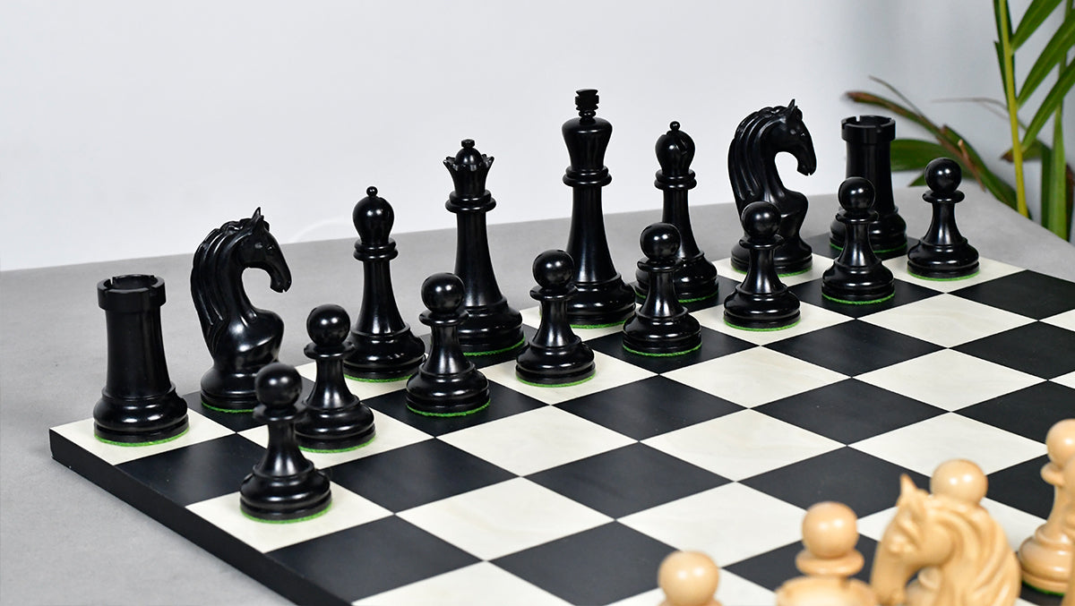 Reproduced 1963-1966 Piatigorsky Cup Chess Pieces in Ebony / Boxwood - 4.2" King