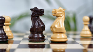 4.0" Desert Gold Staunton Series Wooden Chess Pieces in Rosewood & Box Wood - 1300 Grams