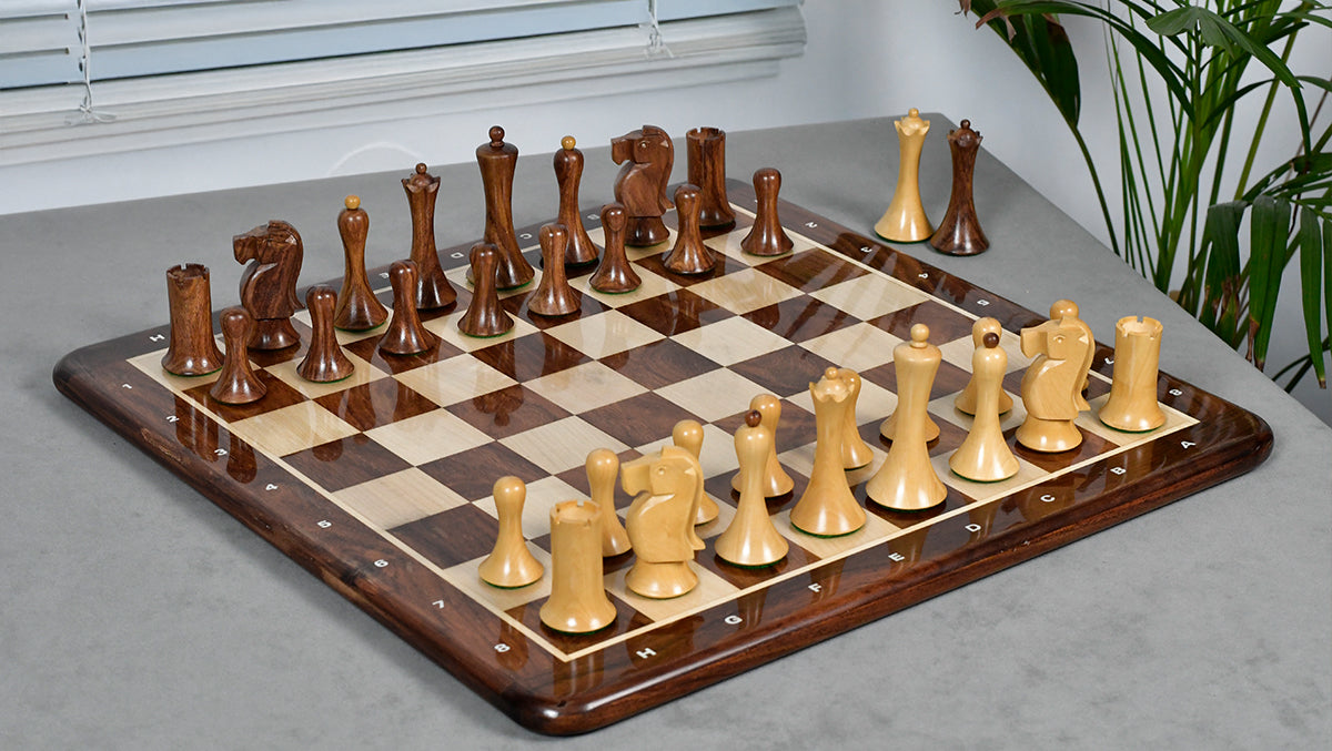 Minimalist Soviet-Style Chess Pieces In Sheesham & Boxwood - 3.7” King