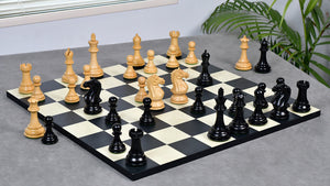 The 4 Inch Supreme Series (The Queen’s Gambit) Staunton Weighted Chess Pieces in Black Ebonized Wood & Boxwood - 1100 grams