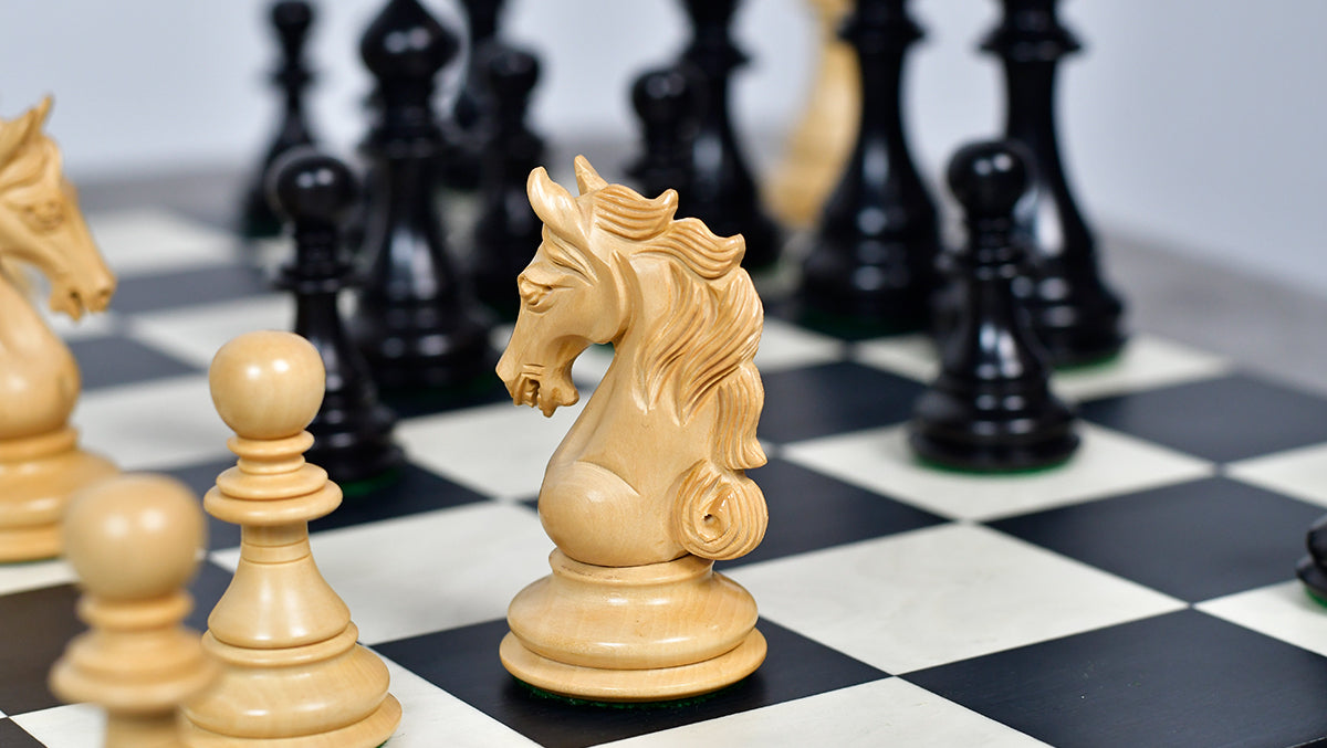 The Shera Series Staunton Triple Weighted Chess Pieces V2.0 in Ebony / Box Wood - 4.5" King