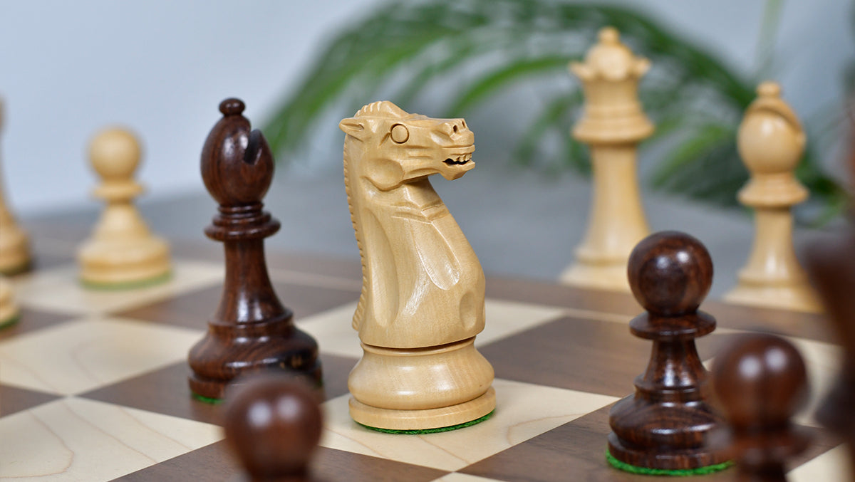 The Grandmaster Staunton Series Chess Pieces In Sheesham & Natural Boxwood - 3.75" King