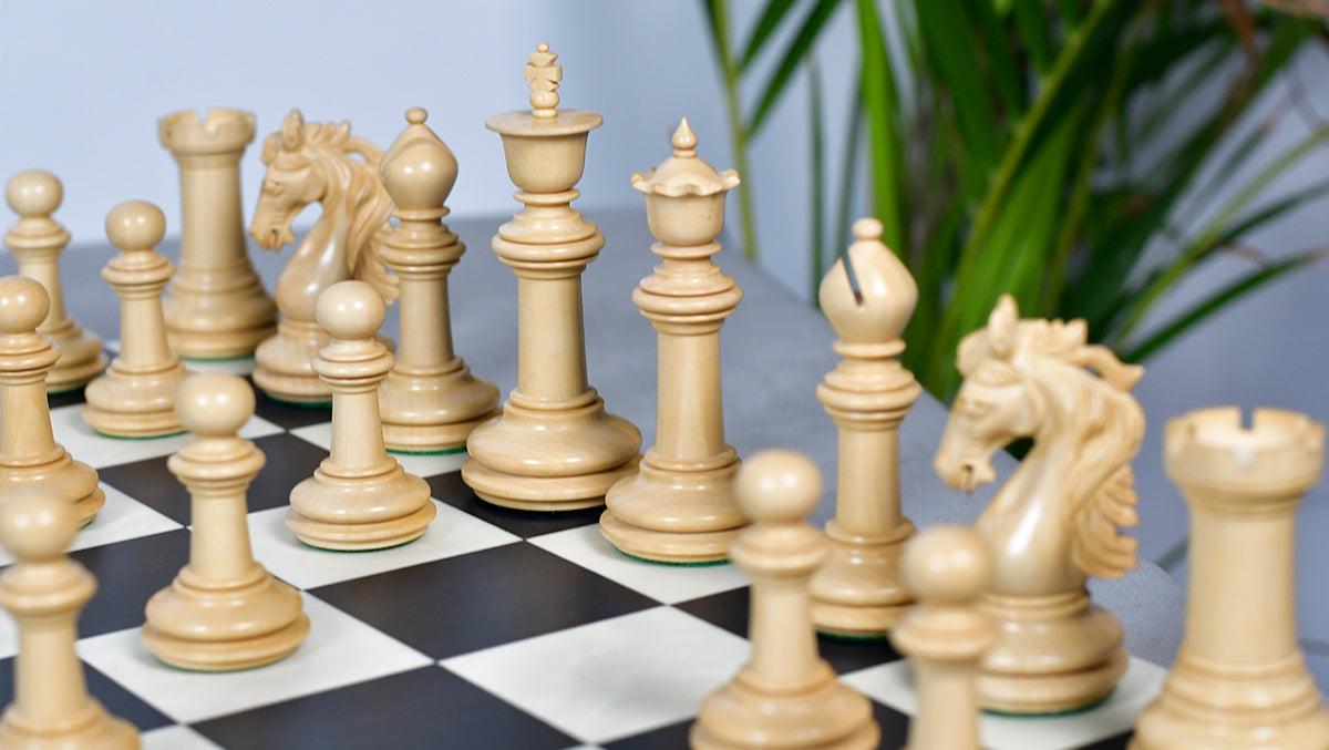 The French Warrior Luxury Wooden Chess Pieces in Ebony & Boxwood - 4.4" King