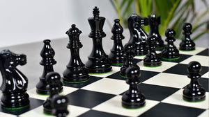 Smokey Staunton Series Painted Chess Set - Chess Pieces Only - Black and Red Painted Boxwood - 3.8" King