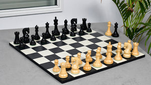 Leningrad Club-Sized Wooden Chess Pieces in Black Ebonized Wood & Boxwood- 4.0" King