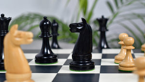1900s' American Chess Company Reproduction Tournament Chess Set - In Ebony & Boxwood 3.8" King