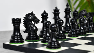 The Bridle Series Luxury Triple Weighted Chess Pieces in Ebony Wood / Boxwood - 4.2" King