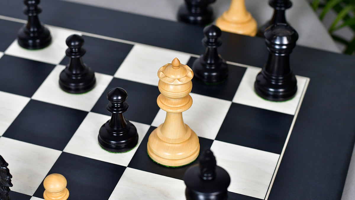 The Artisan Knight Handcrafted Luxury Wooden Chess Pieces In Ebony Wood & Natural Boxwood - 4.4" King