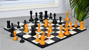 Reproduced B & Co 1860s Antique Chess Pieces in Ebony / Antiqued Box wood - 3.9" King