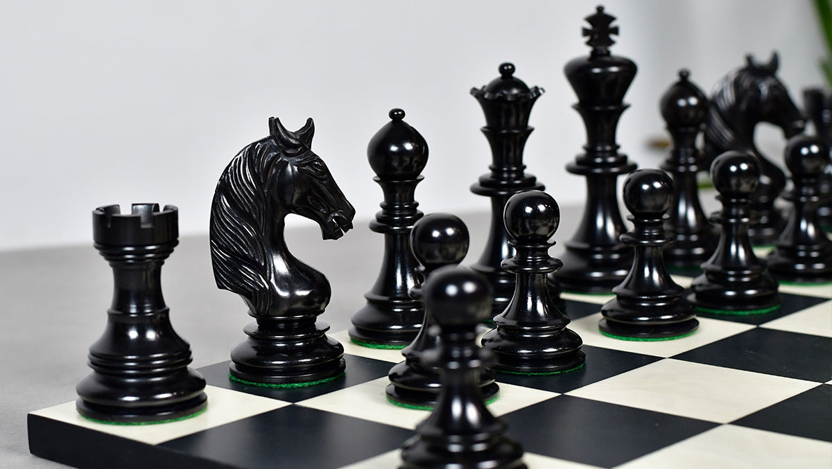 The Monarch’s Gambit Handcrafted Luxury Chess Pieces – in Ebony & Boxwood 4.4" King