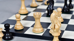 Fierce Knight (Queen's Gambit Series) Staunton Wooden Chess Pieces in Ebonized Boxwood & Box Wood - 4.0" King
