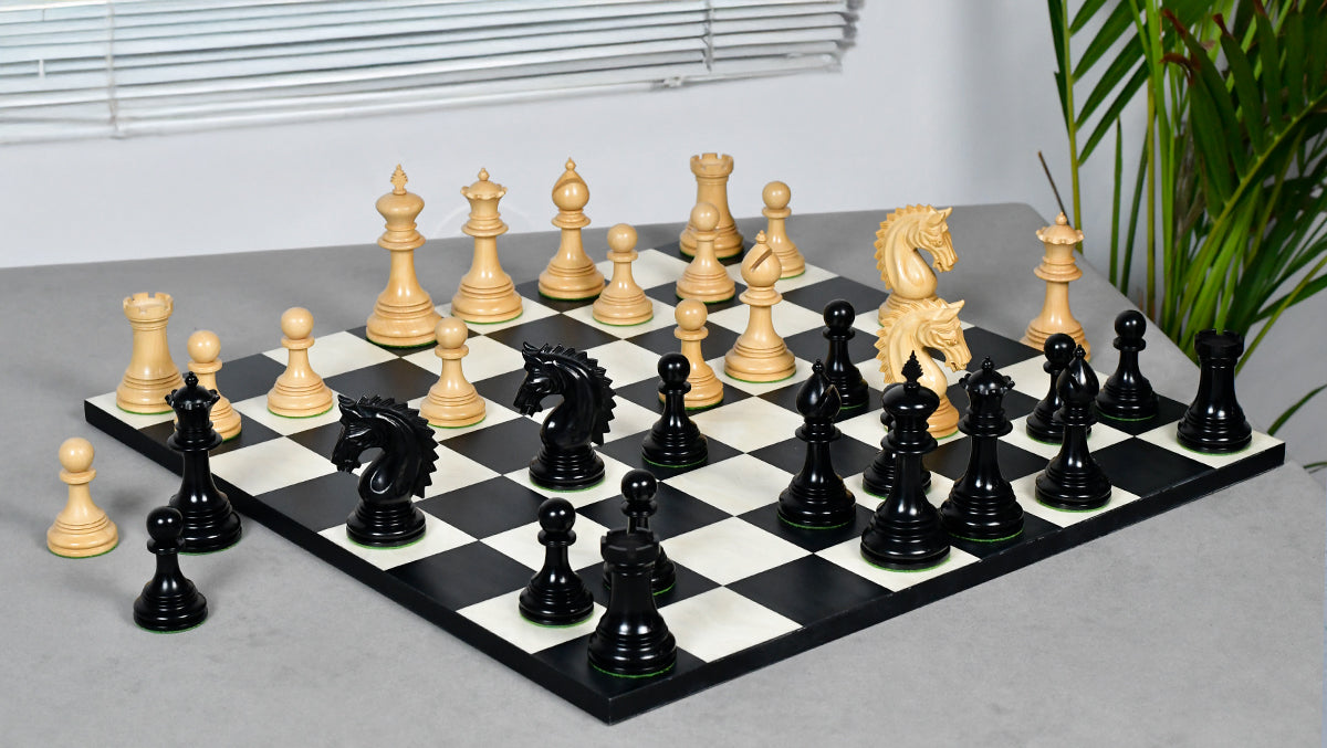 California Chrome Staunton Series Luxury Chess Pieces Version 2.0 in Ebony / Boxwood - 4.25" King