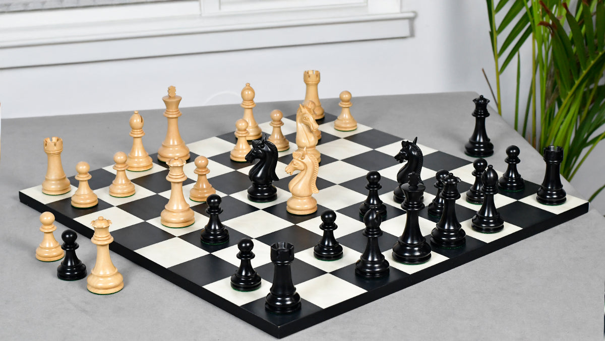 The Candidates Series Staunton Chess Pieces in Ebony / Box Wood - 3.75" King