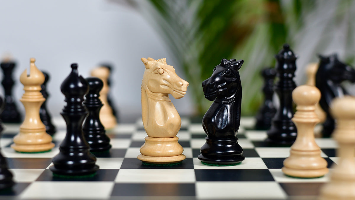 Meghdoot Staunton Series Wooden Chess Pieces in Ebony & Box Wood - 3.2" King