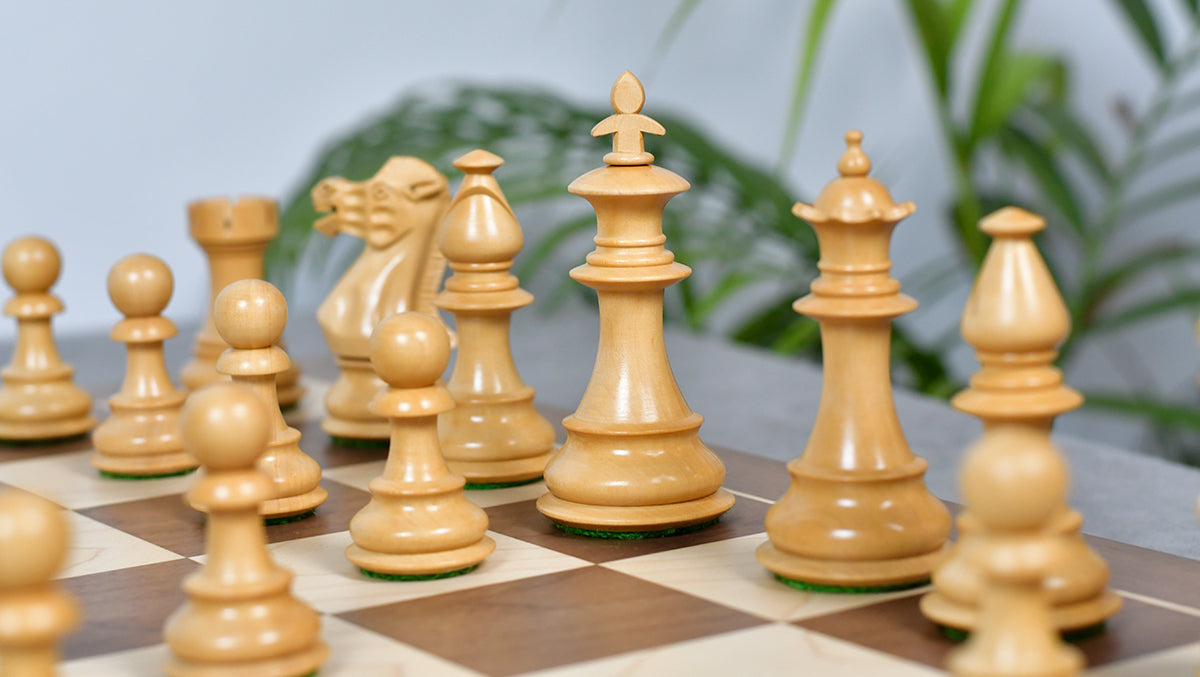 3.7'' British Staunton Series Wooden Chess Pieces in Anjan Wood & Box Wood - 1200 Grams