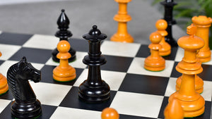 19th Century Antique Austrian Series Chess Pieces in Ebonized Boxwood & Antiqued Boxwood - 4.27" King - Colllector Chess