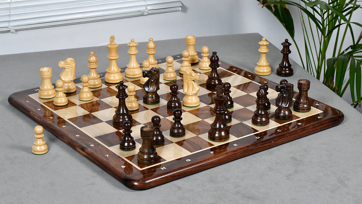 French Lardy Exclusive Weighted Chess Pieces in Sheesham Wood / Box wood - 3.75" Extra Queens