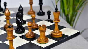 The Repro of Averbakh 1949 Moscow Chess Championship Chess Pieces in Ebonized & Antiqued Boxwood 4.20 inch King - 1130 Grams Weight